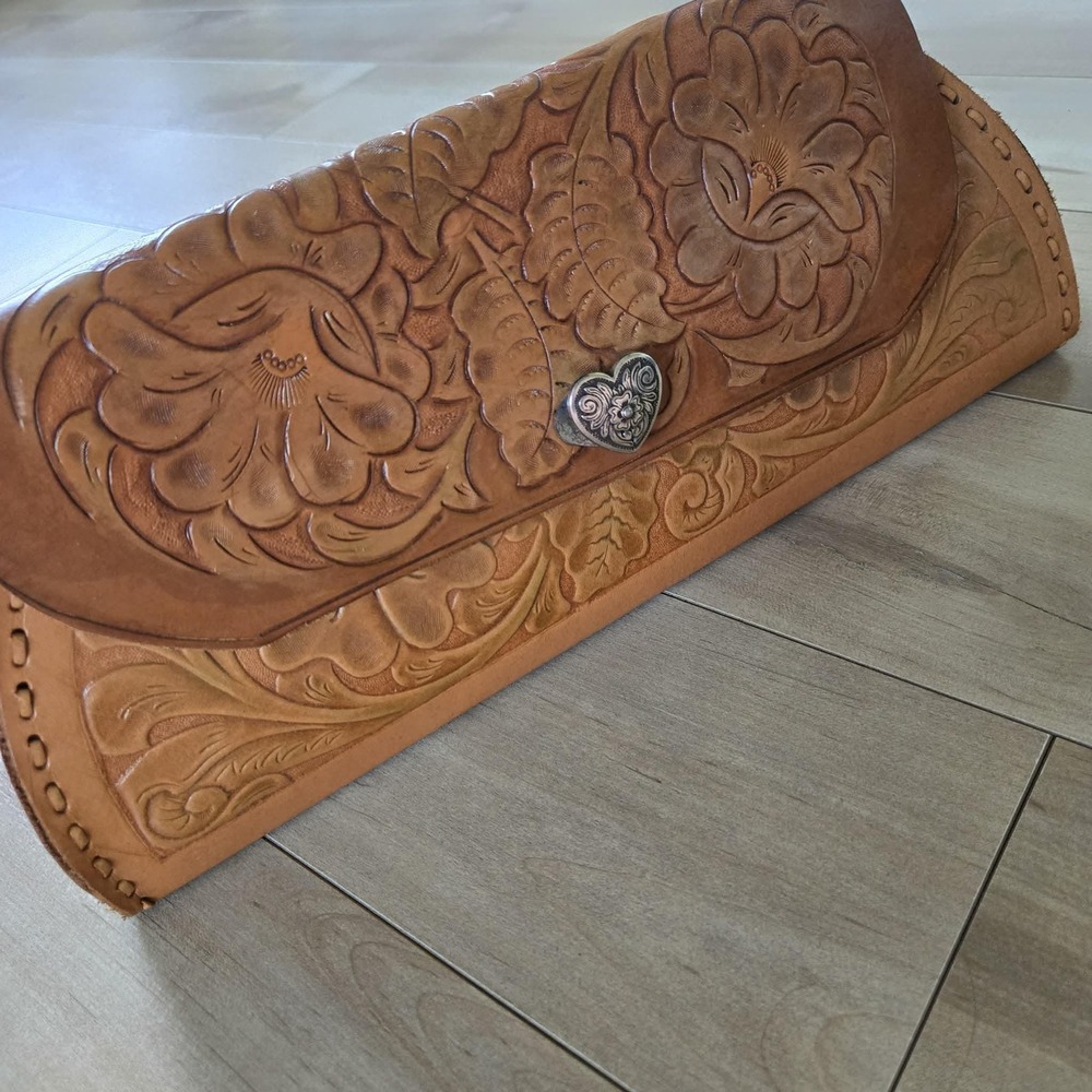 Vintage Hand-Tooled Leather Purse | Floral Saddle Bag  Boho Western Shoulder Bag